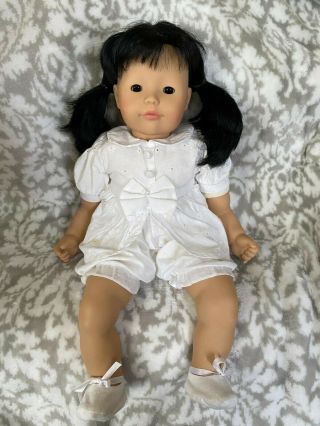 Gotz Asian Baby Doll Vintage 18 " With Rooted Black Hair From The 1990s