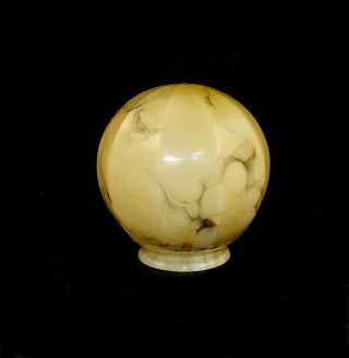 Vintage Old Art Deco Marbled Caramel Color Glass Lamp Shade Small Globe 1920 