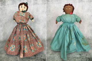 Vintage Handmade Topsy Turvy Unusual Folk Art Cloth Doll