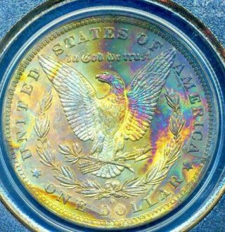 1884 - O $1 Morgan ( (rainbow Toning))  Pcgs Ms - 63 (dr)