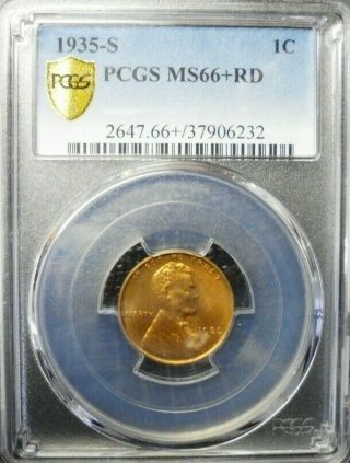 1935 - S Lincoln Wheat Cent - Pcgs Ms66,  Red Gold Shield