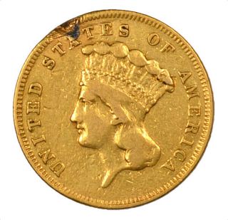 1856 - S Three Dollar Gold Coin $3 - -