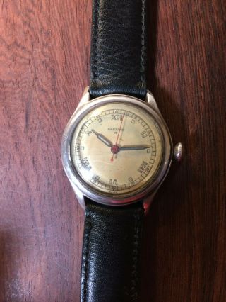 Vintage Seeland Swiss Sterling Silver Military Wristwatch.  Runs.