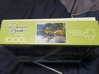 1000 Piece ECHO BAY Jigsaw PUZZLE Log Cabin Pond Ducks Country Home 26.  75 