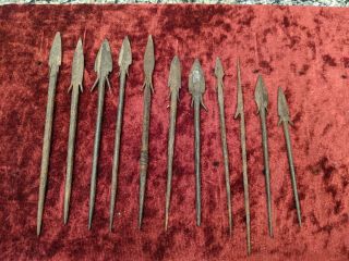(11) Antique African Hand Forged Iron Spear Point Tips