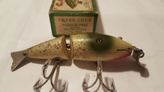 Vintage Creek Chub Wiggle Fish Antique Lure.  In Silver Flash.  With Box