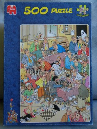Rare The Chess Club 500 Piece Jigsaw Puzzle By Jan Van Haasteren - Complete