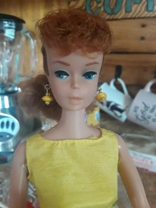 Vintage 1960’s Mattel 850 5 Ponytail Barbie Doll Titian Red Head