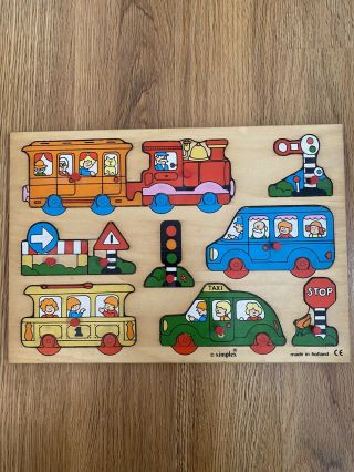 Vintage Simplex Wooden Puzzle Made In Holland Transportation