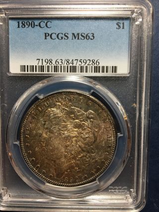 1890 Cc Morgan Silver Dollar,  Pcgs,  Ms63