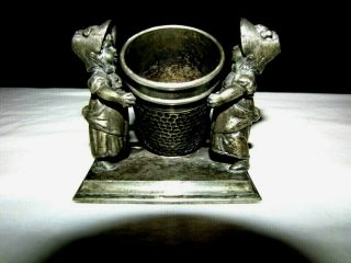Antique Simpson Hall Miller Silver Plate Toothpick Holder Kids Holding Thimble