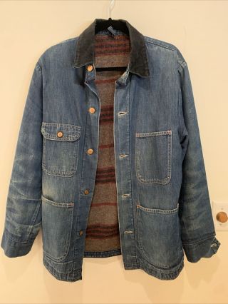 Vintage Big Ben Denim Chore Jacket Blanket Lined Work Coat Adult Small