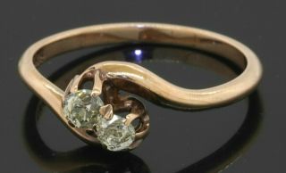 Antique 14k Gold.  30ctw Diamond 2 - Stone Wedding/engagement Ring Size 7.  25
