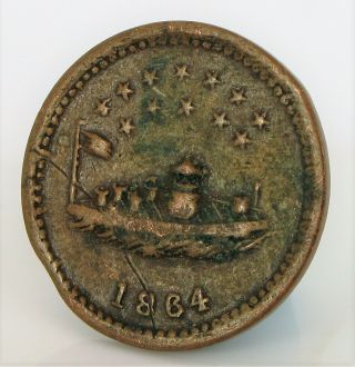 Antique Civil War Era American Token 1864 Our Navy Coin Patriotic Very Old