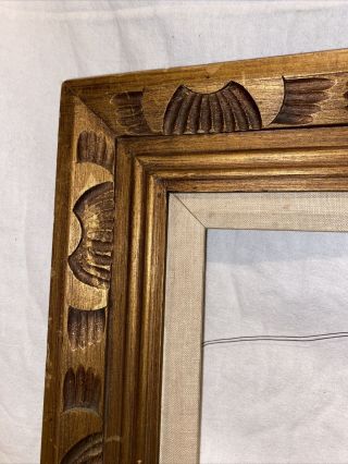 Vintage Frame Wood Carved Gold Art Deco Fits 12 X 16 Overall 20 X 24