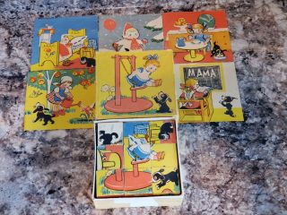 Vintage 9 - Piece Wooden Blocks Puzzle Made In Ussr 1950s