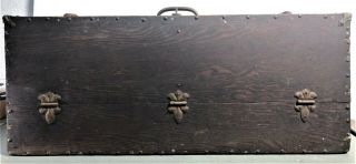 Antique Wooden Carpenters Chest Tool Box with Trays and Saw Storage 2