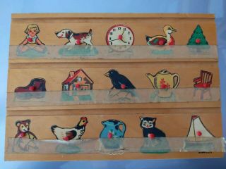 Vintage Wooden Toddler Peg Puzzle Animals Duck,  Cat,  Bear,  Simplex Holland 1940s