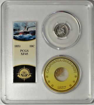 S S Central America 1851 10c Pcgs Xf 45 Liberty Seated Dime Shipwreck Coin