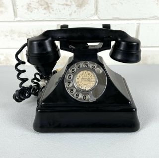 Antique 1930s Pmg Black Bakelite Pyramid Telephone - Made In England Art Deco