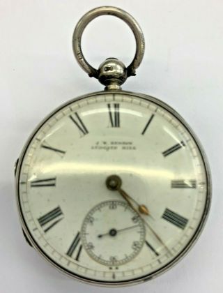 Antique Pocket Watch J.  W Benson Solid Silver Case Hallmarked London 1875