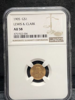 1905 Lewis & Clark Gold Dollar G$1 - Certified Ngc Au 58