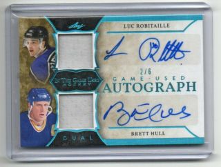 2020 - 21 Leaf Itg Game Hockey Brett Hull Luc Robitaille Dual Jersey Auto 2/6