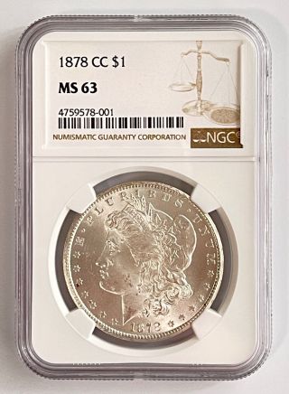 1878 Cc Morgan Silver Dollar $1 Us Coin Uncirculated Ngc Ms63 First Year
