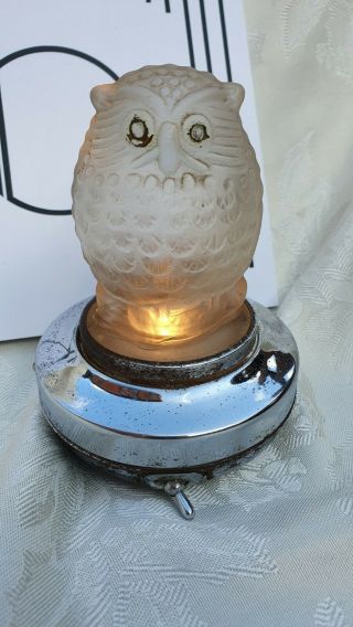 Vintage Pifco Owl Night Light Lamp Pearly Lucite Battery Operated Art Deco 1930s