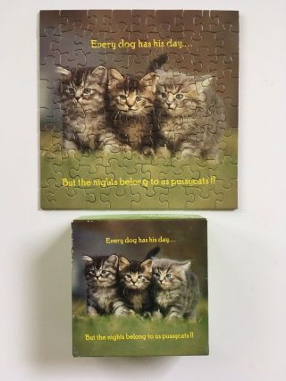 Every Dog Has His Day Pussycats Cat Springbok Mini Jigsaw Puzzle Hallmark 7 " Sq