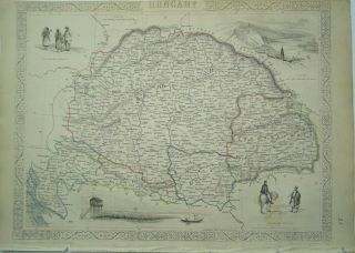 Antique Map Of Hungary By John Tallis 1851