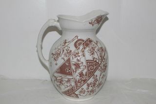 Antique F.  Winkle & Co.  Melbourne Aesthetic Brown Transferware 11.  25 " Pitcher