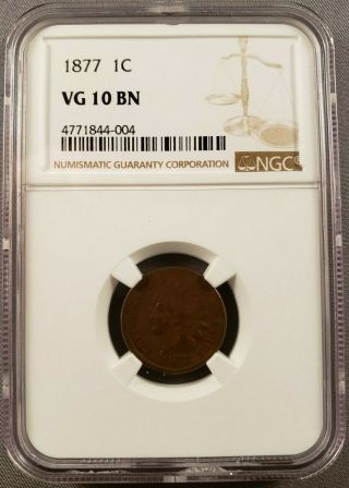 1877 Indian Head Cent Vg Graded Ngc