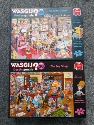 2 Wasgij 1000 Piece Jigsaws - The Toy Shop And Sunday Lunch