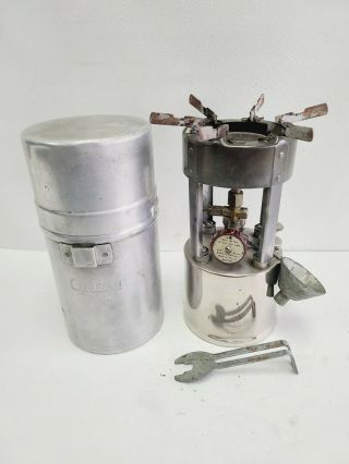 Vtg Coleman Classic Camp Chrome Stove No 530 W Funnel Metal Case In Exc Cond