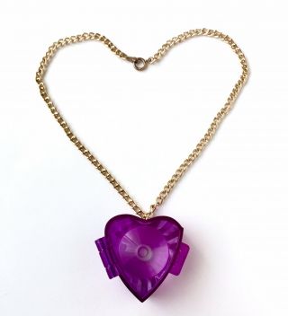 Vintage Rare Polly Pocket Jewel Magic Ball Purple Heart Locket Necklace 1996 90s