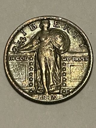 1919 S Standing Liberty Quarter Coin Rare Toned You Grade