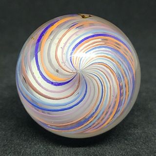 Big 1.  33 " Rare Caged Solid Core Handmade German Swirl Antique Pontil Marble