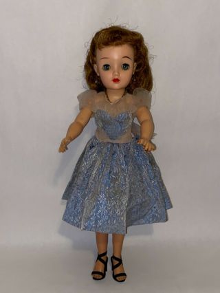 Vintage Revlon Doll 18 " Queen Of Diamonds Sweetheart Blue Brocade Dress