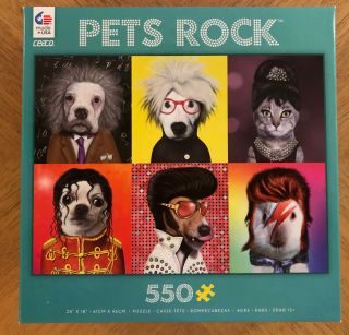 Ceaco " Pets Rock " 550 Piece Jigsaw Puzzle Cat Dog Guinea Pig