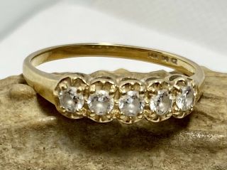 Vintage 14k Solid Yellow Gold Women’s Ring Cz Size 8.  75 Scrap Or Use 2.  4g