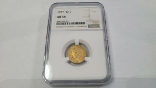 1927 $2.  5 Gold Indian Ngc Au 58