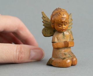 Vintage Carved Wood Wooden Praying Angel Figure/ornament Black Forest