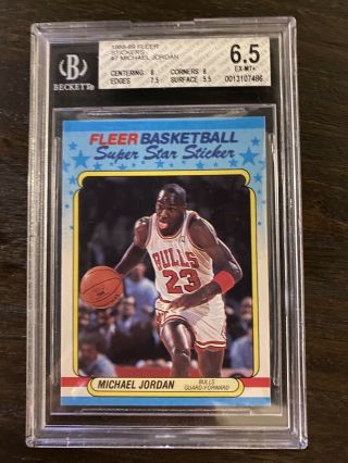 Michael Jordan 1988 - 89 Fleer Stickers 7 Star Bgs 6.  5 Ex Bulls Goat Hof
