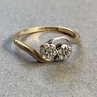 18ct Gold Diamond Cluster Ring Antique Flower Daisy Size I Not Scrap