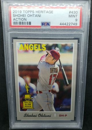 2019 Topps Heritage Shohei Ohtani Psa 9 Sp All - Star Rookie Cup 430 Action