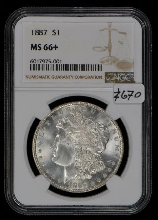1887 $1 Morgan Silver Dollar - Ngc Ms 66,  Plus - Sku - Z670