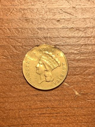 1857 Indian Princess Head $3 Three Dollar Piece Early Gold Coin,  Rare,