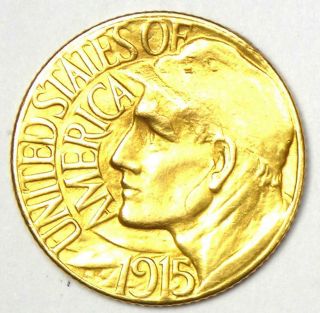 1915 - S Panama Pacific Gold Dollar Pan - Pac G$1 Coin - Au Details (damage)