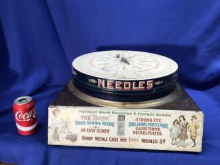 Antique Boye Needle Rotary Bobbins Shuttles Top Spool Display,  Drawer & Contents